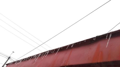 Low angle view of electricity pylon against sky