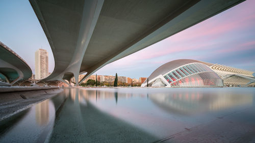 View of bridge over river in city