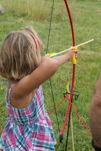 My daughter trying archery for the first time