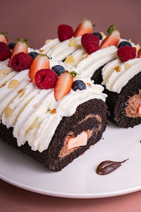 Close-up of cake in plate