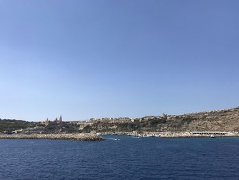 Scenic view of sea against clear sky