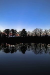 Scenic view of calm lake against clear sky