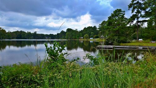 Scenic view of lake against sky