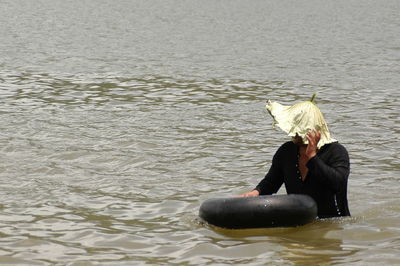 Man swimming in sea