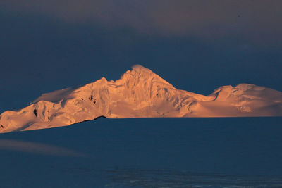 Scenic view of snowcapped mountains against sky during winter