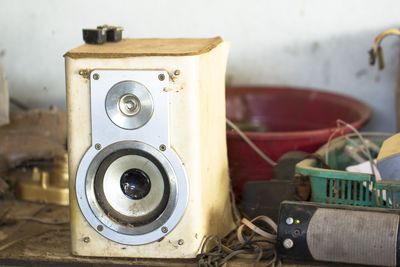 Close-up of abandoned box