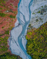 High angle view of rocks on land