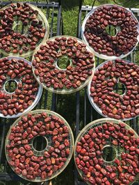 High angle view of fruits for sale in market