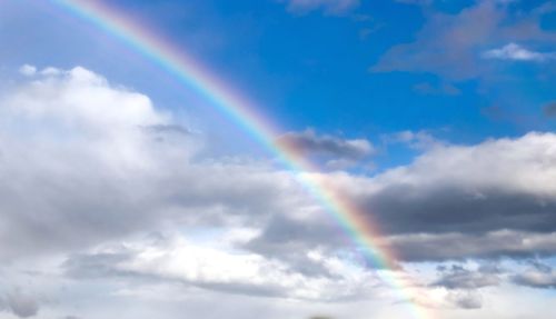 Low angle view of rainbow in sky