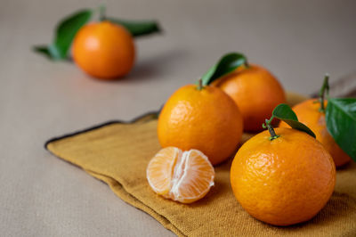 Close-up of orange fruits on table