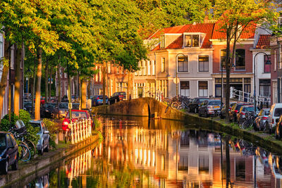 Canal passing through city buildings