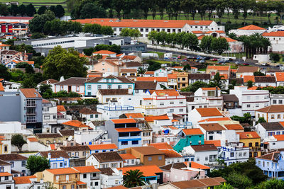 High angle view of residential district