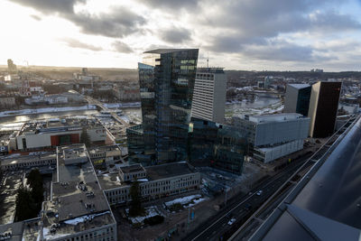 High angle view of cityscape against sky