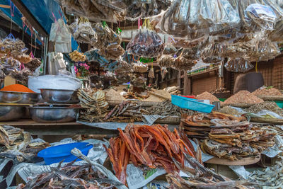 Fish for sale at market stall