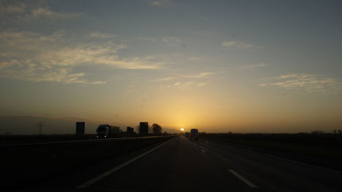 Road against sky during sunset