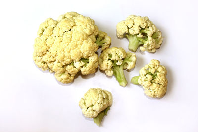 High angle view of vegetables against white background