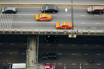 High angle view of traffic on city street