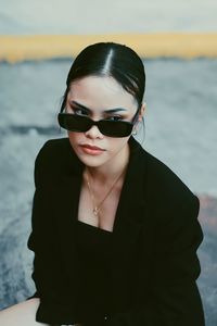 Woman in a black suit