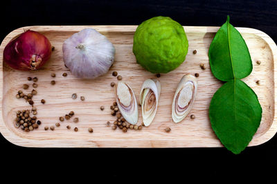 High angle view of food on table
