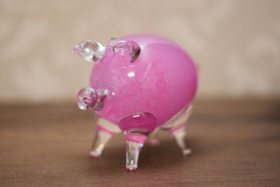 Close-up of pink stuffed toy on table