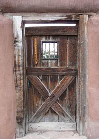 Closed door of old building