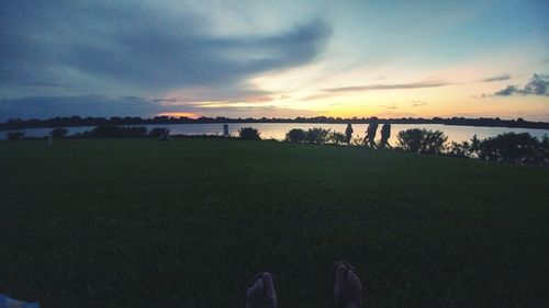 Scenic view of landscape at sunset