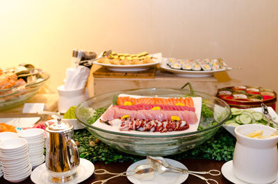 Close-up of food on table