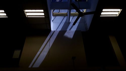 Low angle view of illuminated office building