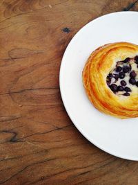 High angle view of breakfast served on table