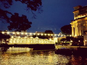 Bridge over river at night