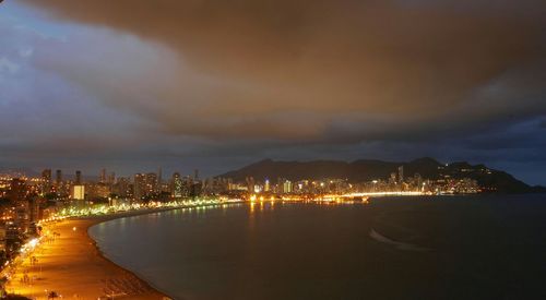 View of illuminated city at night
