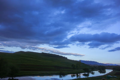 Scenic view of lake against sky