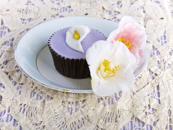 Close-up of cupcakes on plate