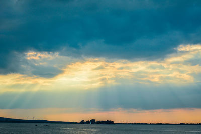 Scenic view of sea against sky at sunset