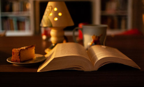 Close-up of open book on table