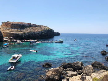 Scenic view of sea against clear sky