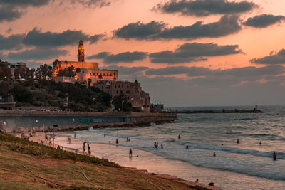 Scenic view of sea against sky during sunset