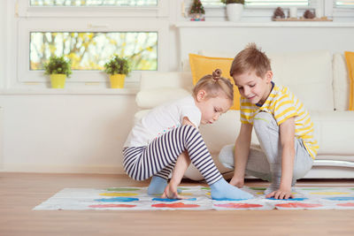 Boy family on floor