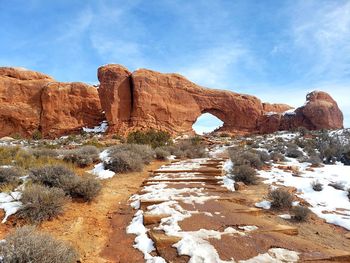 Rock formations in snow