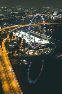 City lit up at night