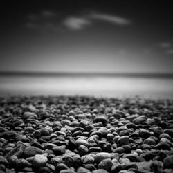Surface level of pebbles on beach