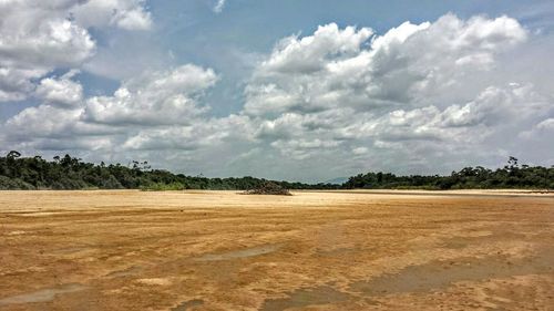 Scenic view of landscape against cloudy sky