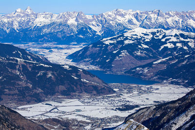 Scenic view of snowcapped mountains