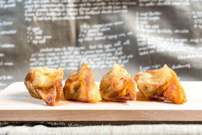 Close-up of fried food on table