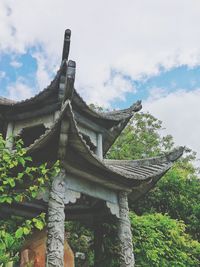Low angle view of temple against sky