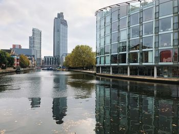 Reflection of buildings in london 