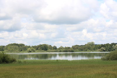 Scenic view of lake against sky