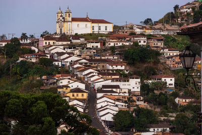 High angle view of townscape against sky