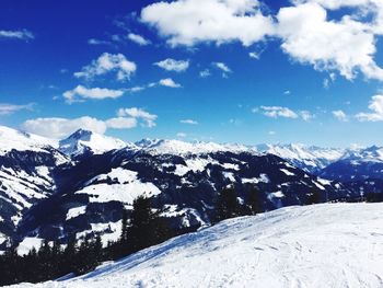 Idyllic shot of snowcapped mountains against sky