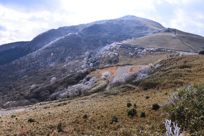 Scenic view of mountains against sky